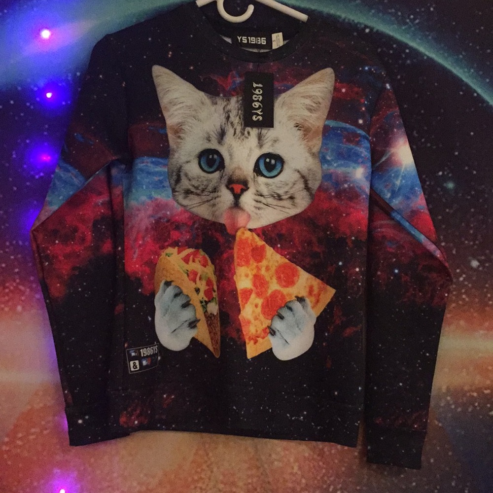 GALAXY SNACK CAT design sweatshirt, NWT